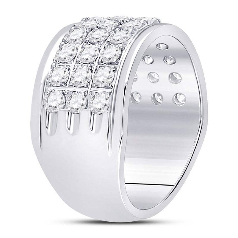 10kt White Gold Womens Round Diamond Triple Row Band Ring 1-1/2 Cttw