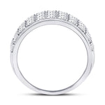 10kt White Gold Womens Round Diamond Triple Row Band Ring 1-1/2 Cttw