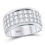 10kt White Gold Womens Round Diamond Triple Row Band Ring 1-1/2 Cttw