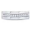 14kt White Gold Mens Machine Set Round Diamond Wedding Band Ring 1/5 Cttw