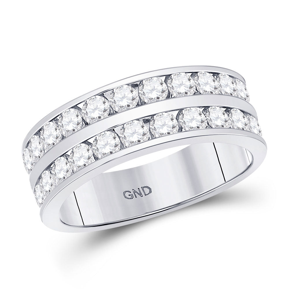 14kt White Gold Mens Round Diamond Double Row Wedding Band Ring 2 Cttw