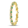 10kt Yellow Gold Womens Round Emerald Diamond Eternity Stackable Band Ring 1/4 Cttw