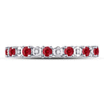 10kt White Gold Womens Round Ruby Diamond Eternity Stackable Band Ring Cttw