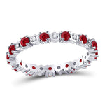 10kt White Gold Womens Round Ruby Diamond Eternity Stackable Band Ring Cttw