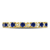 10kt Yellow Gold Womens Round Blue Sapphire Diamond Eternity Band Ring 1 Cttw