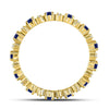 10kt Yellow Gold Womens Round Blue Sapphire Diamond Eternity Band Ring 1 Cttw