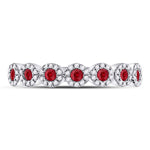 10kt White Gold Womens Round Ruby Circle Stackable Band Ring 1/2 Cttw