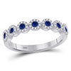 10kt White Gold Womens Round Blue Sapphire Stackable Band Ring 1/2 Cttw