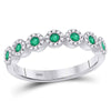 10kt White Gold Womens Round Emerald Circle Stackable Band Ring 1/2 Cttw