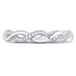 10kt White Gold Womens Round Diamond Fashion Braid Band Ring 1/10 Cttw