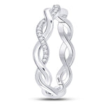 10kt White Gold Womens Round Diamond Fashion Braid Band Ring 1/10 Cttw