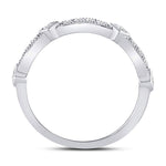 10kt White Gold Womens Round Diamond Milgrain Pinched Band Ring 1/4 Cttw