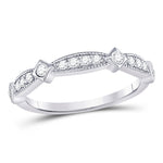 10kt White Gold Womens Round Diamond Milgrain Pinched Band Ring 1/4 Cttw