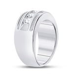 14kt White Gold Mens Round Diamond Single Row 5-Stone Wedding Band Ring 1-1/2 Cttw