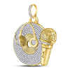 10kt Yellow Gold Mens Round Diamond Recording Artist Mic Record Charm Pendant 3 Cttw