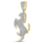 10kt Yellow Gold Mens Round Diamond Pony Horse Charm Pendant 1 Cttw