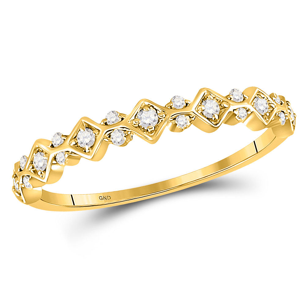 10kt Yellow Gold Womens Round Diamond Stackable Band Ring 1/6 Cttw