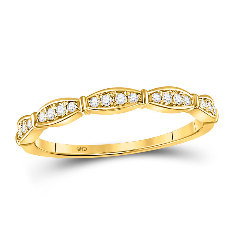 10kt Yellow Gold Womens Round Diamond Stackable Band Ring 1/8 Cttw