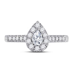 14kt White Gold Pear Diamond Solitaire Bridal Wedding Engagement Ring 1/2 Cttw