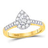 14kt Yellow Gold Pear Diamond Solitaire Bridal Wedding Engagement Ring 1/2 Cttw