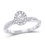 14kt White Gold Oval Diamond Solitaire Bridal Wedding Engagement Ring 1/3 Cttw