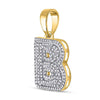 10kt Yellow Gold Mens Round Diamond Letter B Bubble Initial Charm Pendant 1/2 Cttw