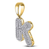 10kt Yellow Gold Mens Round Diamond Letter K Bubble Initial Charm Pendant 5/8 Cttw