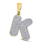 10kt Yellow Gold Mens Round Diamond Letter K Bubble Initial Charm Pendant 5/8 Cttw