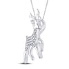 Sterling Silver Womens Round Diamond Rudolph Reindeer Animal Pendant 1/6 Cttw