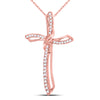 10kt Rose Gold Womens Round Diamond Cross Pendant 1/4 Cttw