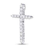 14kt White Gold Womens Round Diamond Roman Cross Pendant 1/2 Cttw