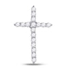 14kt White Gold Womens Round Diamond Roman Cross Pendant 1/2 Cttw