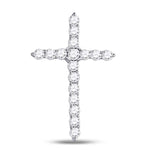 14kt White Gold Womens Round Diamond Roman Cross Pendant 1/2 Cttw