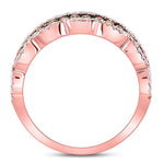 14kt Rose Gold Womens Round Brown Diamond Fashion Band Ring 1 Cttw