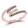 14kt Rose Gold Womens Round Brown Diamond Spiral Coil Band Ring 1/3 Cttw