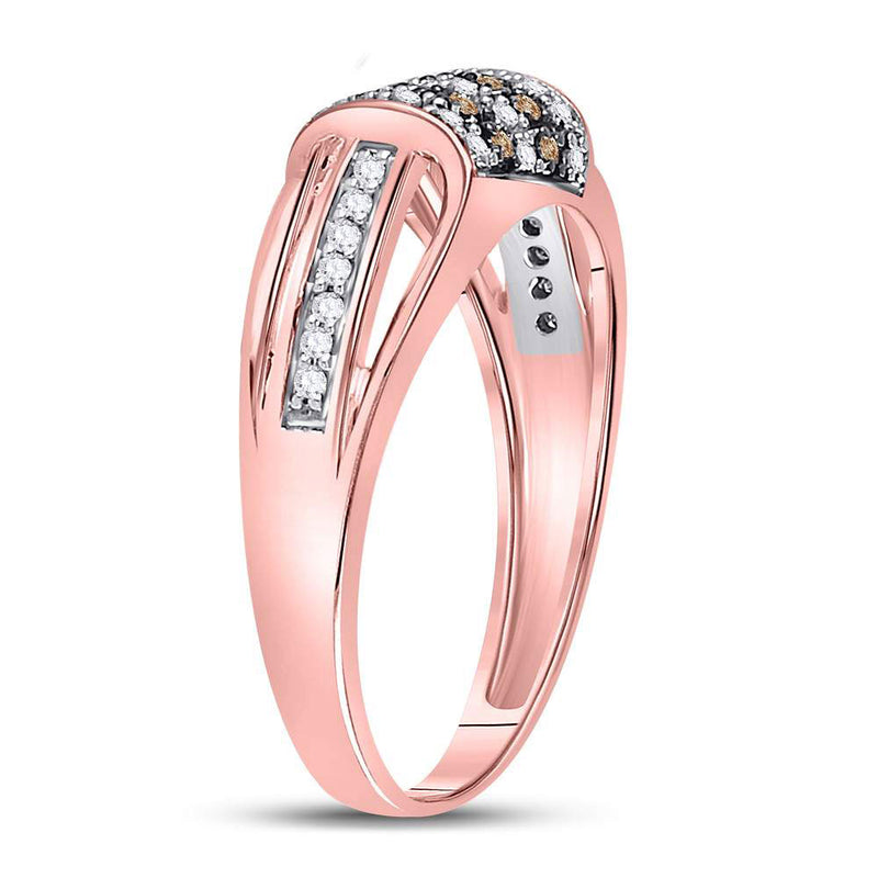 10kt Rose Gold Womens Round Brown Diamond Band Ring 1/4 Cttw