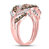 10kt Rose Gold Womens Round Brown Diamond Vine Leaf Ring 5/8 Cttw