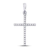 10kt White Gold Womens Round Diamond Religious Cross Pendant 1/6 Cttw