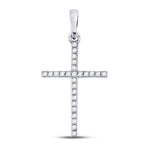 10kt White Gold Womens Round Diamond Religious Cross Pendant 1/6 Cttw