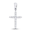 10kt White Gold Womens Round Diamond Cross Pendant 1/6 Cttw