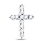 10kt White Gold Womens Round Diamond Cross Pendant 1/10 Cttw