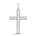 10kt White Gold Womens Round Diamond Cross Pendant 1/4 Cttw