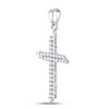 10kt White Gold Womens Round Diamond Asymmetric Cross Pendant 1/2 Cttw