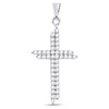 10kt White Gold Womens Round Diamond Asymmetric Cross Pendant 1/2 Cttw