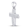 10kt White Gold Womens Princess Diamond Religious Cross Pendant 1/2 Cttw