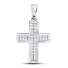 10kt White Gold Womens Round Diamond Cross Pendant 1 Cttw