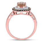 10kt Rose Gold Womens Oval Morganite Solitaire Diamond Fashion Ring 1-1/2 Cttw