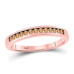 10kt Rose Gold Womens Round Brown Diamond Anniversary Ring 1/4 Cttw