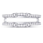 14kt White Gold Womens Round Diamond Wrap Ring Guard Enhancer 1/3 Cttw