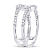 14kt White Gold Womens Round Diamond Wrap Ring Guard Enhancer 1/3 Cttw